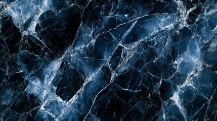 Wall Mural - close-up of dark blue marble texture with intricate veining and patterns.