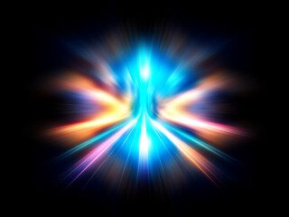 Wall Mural - a vibrant, symmetrical digital artwork depicting a radiant, star-like energy core within a glowing, 