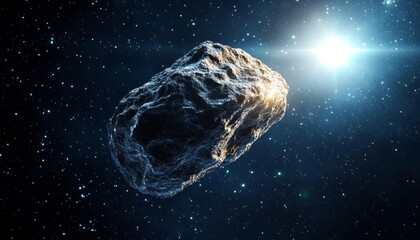 Wall Mural - Breathtaking View of a Craggy Asteroid Surrounded by Stars in the Infinite Cosmic Landscape