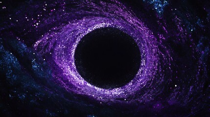 Wall Mural - abstract cosmic swirl with a central black hole, rendered in vibrant purple and blue hues.