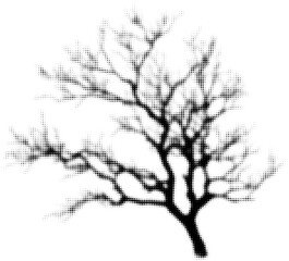 Wall Mural - silhouette of a bare tree with textured dots in black and white print style