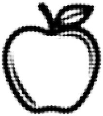 Wall Mural - black and white halftone apple sketch with leaf
