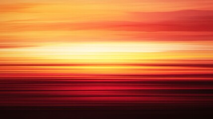 Wall Mural - vibrant sunset over calm ocean; horizontal stripes of red, orange, and yellow hues.