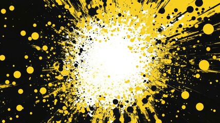 Wall Mural - abstract black, yellow, and white paint splatter explosion background.