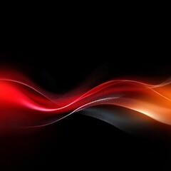 Wall Mural - elegant red and orange waves flowing across a dark background, modern abstract art design template