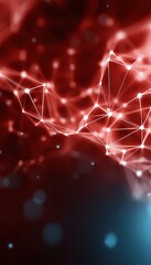 Canvas Print - red abstract polygonal network background with dots and lines for data and technology