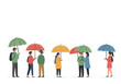 © Rizal Tahang - Illustration Vector of People with Umbrellas in the Rain Modern Style Colorful Design
