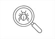 © Miraz10 - A detailed magnifying glass icon revealing a small insect symbolizing the process of debugging and problem solving in software development and quality assurance isolated on white background
