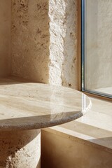 Wall Mural - Natural stone interior design with sunlit textured surfaces