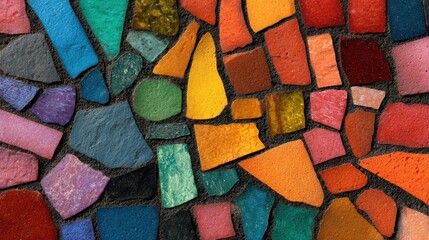 Canvas Print - colorful mosaic tile design with diverse shapes and textures