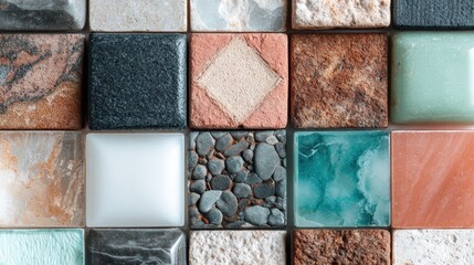 Canvas Print - elegant mosaic tiles display in various textures and colors