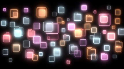 abstract network grid with files and folders, futuristic software interface, digital document manage