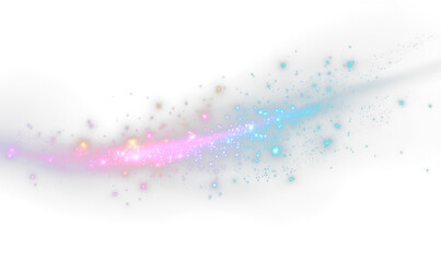 Wall Mural - Colorful Glittering Swirls with Sparkling Light Overlay Isolate on Transparent Background, cutout, png