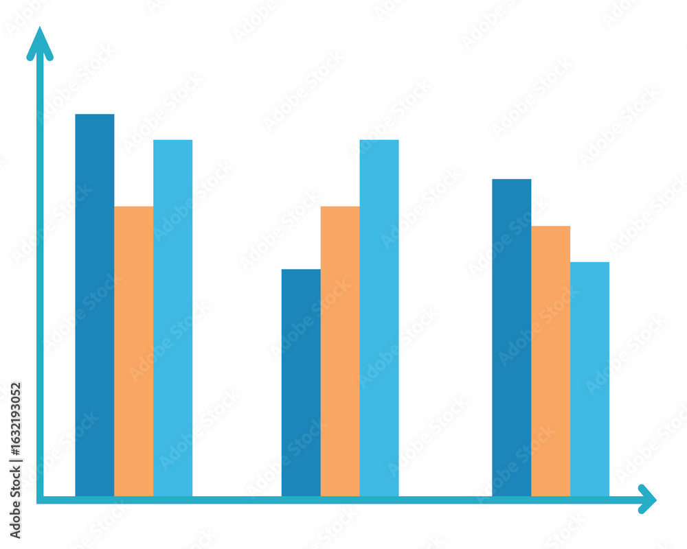 Isolated on transparent background, a bar chart showing trends and ...