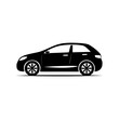 © FryArt - Black and white modern car vector illustration. Hatchback silhouette