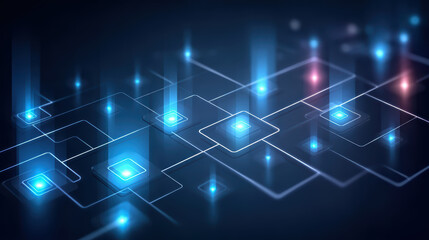 Futuristic digital circuit map animation cyber design background abstract light interactivity blue particles in cyberspace