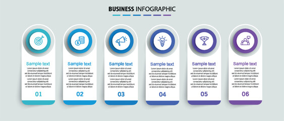 Wall Mural - business vector infographic design template with icons and 6 options or steps. can be used for proce