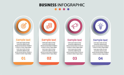 Wall Mural - business infographic design template with 4 options, steps or processes. can be used for workflow la
