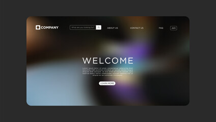 Modern website landing page design with welcome message and learn more button