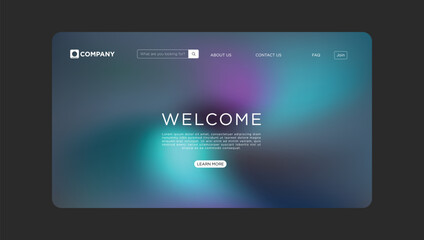 Modern website template design featuring welcome text and sleek navigation elements online