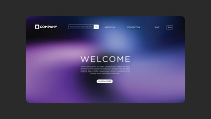 Modern website template with welcome message and learn more call to action button today