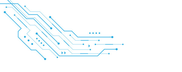 Wall Mural - abstract white blue digital technology futuristic circuit board background design. technology dots l