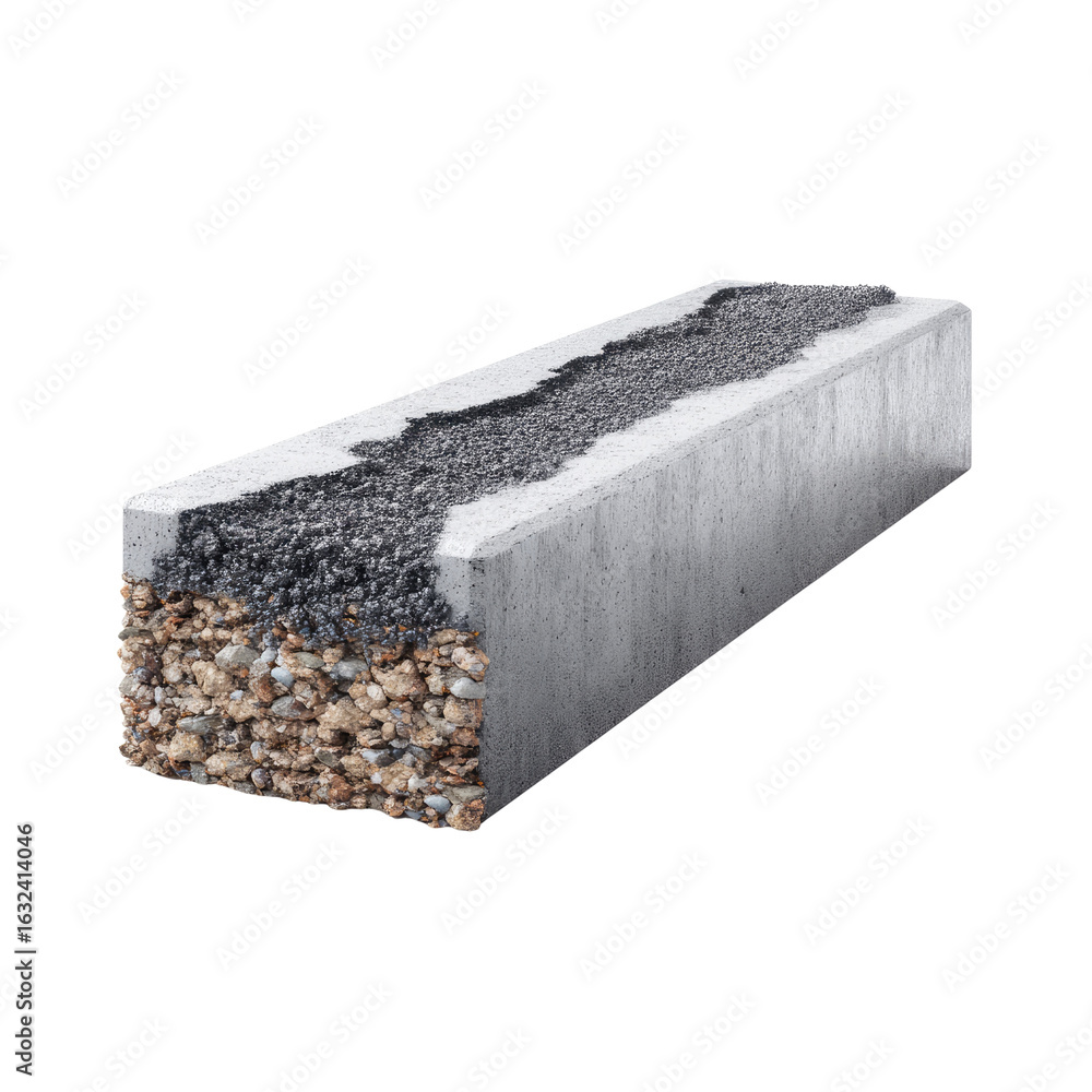 Detailed Cross Section of Concrete Block Showing Aggregate and Gravel ...