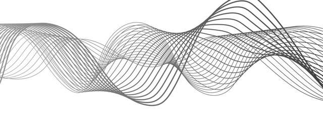 Canvas Print - minimalist abstract wave design consisting of smooth, flowing black and gray lines on a white backgr