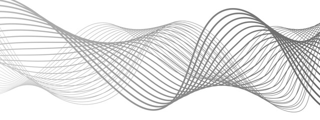 Canvas Print - minimalist abstract wave design consisting of smooth, flowing black and gray lines on a white backgr