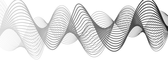 Canvas Print - minimalist abstract wave design consisting of smooth, flowing black and gray lines on a white backgr