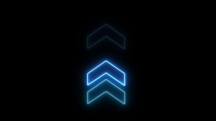 Wall Mural - Up direction arrows animation on black background. Neon lineUp direction animated arrow icon.