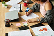 © Bliss - Creative freelancer enjoys summer days while working from home in a cozy apartment space