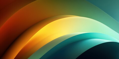 Wall Mural - curved yellow orange teal green bands for sleek contemporary graphic backgrounds