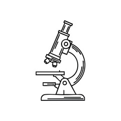 Wall Mural - (scientific microscope icon. clean line art depiction of a laboratory instrument. represents discove