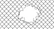© Humi - Broken chain link fence with hole security breach concept
