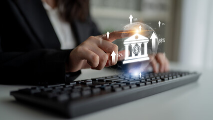 Wall Mural - Digital banking innovation integrates finance and technology to enhance online banking, mobile services, and fintech for seamless financial experiences. Latch