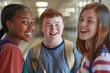 © Natallia - Teenagers students with down syndrome smiling in school hallway