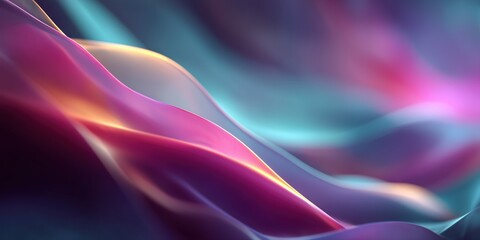 Wall Mural - flowing ribbons of pink, purple, teal, and gold with smooth transitions, light, and vibrant gradient