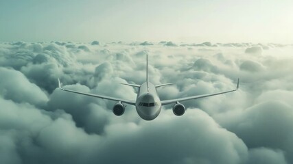 Wall Mural - an airplane soaring through the sky, surrounded by fluffy white clouds