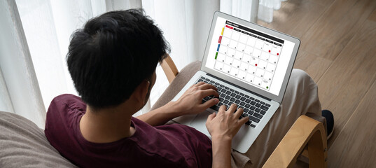 Wall Mural - calendar on computer software application for modish schedule planning for personal organizer and on