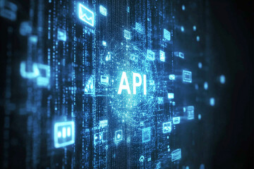 Glowing blue API representing coding structure