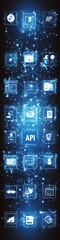 Glowing blue API representing coding structure