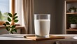 © Matt - fresh organic milk in transparent glass with natural lighting and clean minimalist presentation
