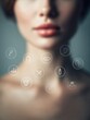 © Anat art - Beauty Icons Overlaying Blurred Face Background Highlight Skin, Hair, and Lip Care Options for a Personalized Beauty Routine
