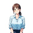 © Pixel Stream - Anime girl in blue shirt and skirt illustration ai generated image stock photo art