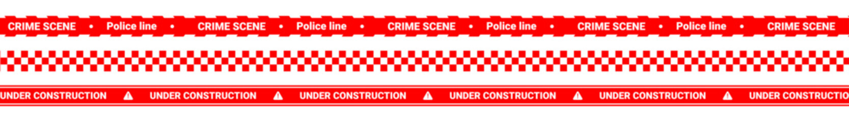 Caution Red Tape PNG Banner with White Stripes and Warning Background for Web Design, Under Maintenance Page, and Construction Alert