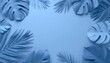 © Senja - Collection of tropical leaves,foliage plant in blue color with space background