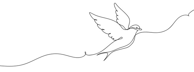 Wall Mural - Simple continuous line vector of hummingbird. editable stroke.