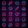 © Fathur - Fun neon face icons and confetti Happy Holi vector set