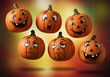 © ZORO - Group of funny faced pumpkins hanging for halloween decoration creating a festive and playful atmosphere for autumn celebrations